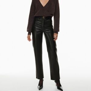 Aritzia Wilfred Melina Pant High-Waisted Vegan Leather Pants in Black - Sz 8